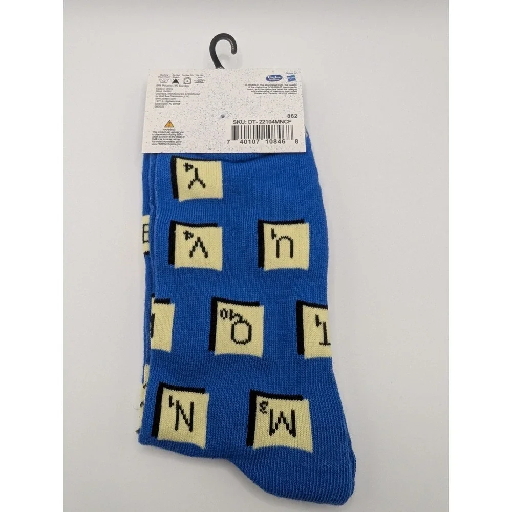 Odd Sox Scrabble Tiles Blue Crazy Funny Novelty Crew Socks Men's Size 6-12 NWT